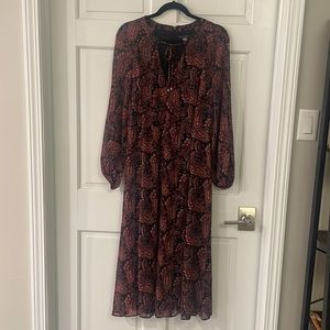 TOMMY HILFIGER MIDI Lightweight Chiffon Long Sleeve Dress. Size 12  Worn…